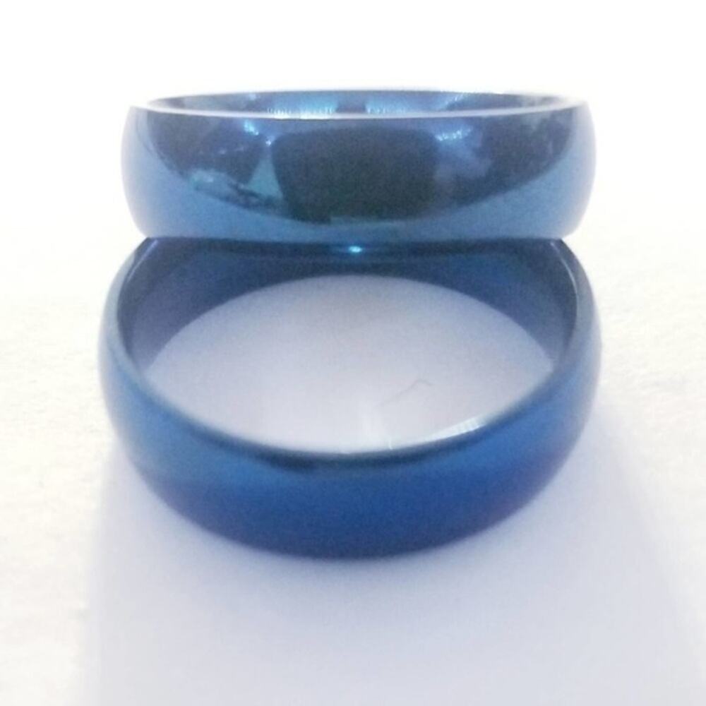 New blue tone stainless steel‎ ring size 6